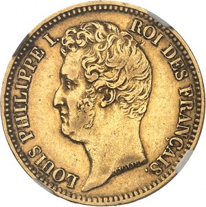 Ľudovít Filip I. (1830-1848). 20 frankov s holou hlavou, zvýšený okraj 1831, T, Nantes.