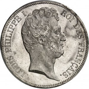 Louis-Philippe I. (1830-1848). 5 francs tête nue, tranche en creux 1830, T, Nantes.