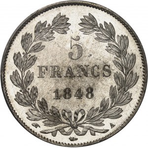 Louis-Philippe Ier (1830-1848). 5 francs, IIIe type Domard 1848, A, Paris.