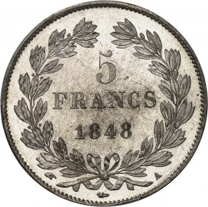 Louis-Philippe I (1830-1848). 5 francs, IIIe type Domard 1848, A, Paris.