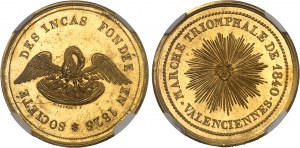 Luigi Filippo I (1830-1848). Coppia di gettoni in oro e argento, Société des Incas de valenciennes, marche triomphale, di Malfeson 1840, Parigi.