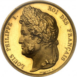 Ludwik Filip I (1830-1848). Złoty Medal, Nagroda Malarska na Salonie 1842, dla Jacquesa-Léopolda Loustau, autorstwa Depaulis, Frappe spéciale (SP) 1842, Paryż.