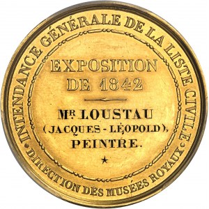 Ľudovít Filip I. (1830-1848). Zlatá medaila, cena za maľbu na Salóne 1842, Jacques-Léopold Loustau, Depaulis, Frappe spéciale (SP) 1842, Paríž.
