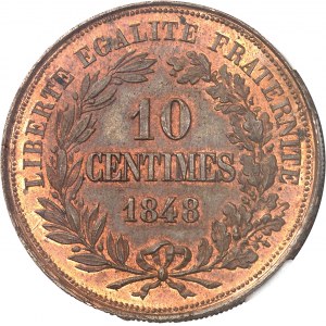 Zweite Republik (1848-1852). Test-Piéfort von 10 Centimes, Wettbewerb von 1848, von Domard 1848, Paris.