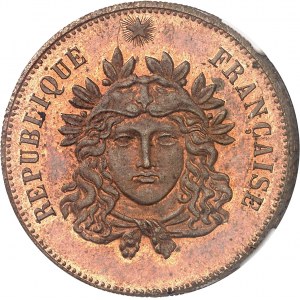 Druhá republika (1848-1852). Zkušební kus 10 centimů, soutěž 1848, první typ Gayrard 1848, Paříž.