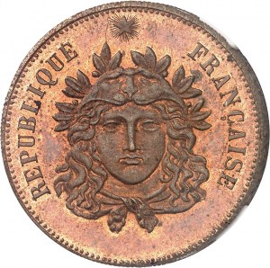 Seconda Repubblica (1848-1852). Pezzo di prova da 10 centesimi, concorso del 1848, primo tipo di Gayrard 1848, Parigi.