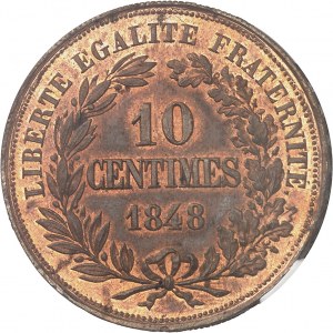 Seconda Repubblica (1848-1852). Pezzo di prova da 10 centesimi, concorso del 1848, primo tipo di Gayrard 1848, Parigi.