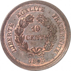 Druhá republika (1848-1852). Essai-piéfort de 10 centimes, súťaž z roku 1848, druhý typ, Gayrard 1848, Paríž.