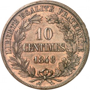 Druhá republika (1848-1852). Essai-piéfort de 10 centimes, Magniadas competition 1848, Paris.