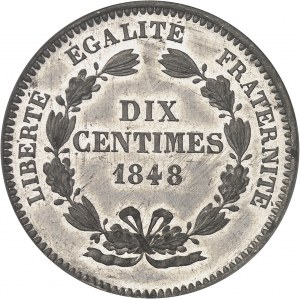 Druhá republika (1848-1852). Essai de dix centimes, soutěž 1848, druhý typ Rogat 1848, Paříž.