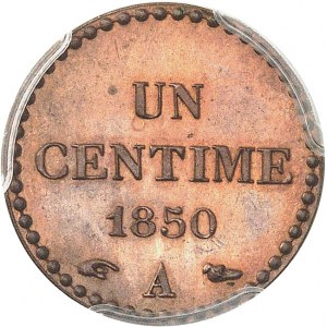 IIe République (1848-1852). Un centime Dupré, Frappe spéciale (SP) 1850, A, Paris.