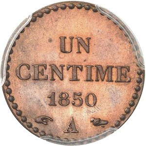 Second Republic (1848-1852). Un centime Dupré, Frappe spéciale (SP) 1850, A, Paris.