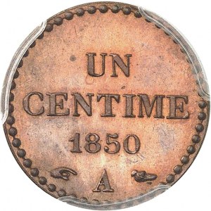 Druhá republika (1848-1852). Un centime Dupré, Frappe spéciale (SP) 1850, A, Paříž.
