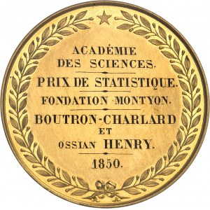 Zweite Republik (1848-1852). Goldmedaille, Institut de France, Académie des Sciences, Preis für Statistik, nach Dumarest 1850, Paris.