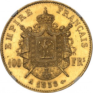 Second Empire / Napoleon III (1852-1870). 100 francs nude head 1858, A, Paris.