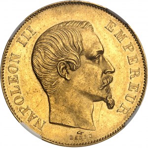 Second Empire / Napoleon III (1852-1870). 50 francs nude head 1855, A, Paris.