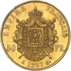 Drugie Cesarstwo / Napoleon III (1852-1870). 50 franków naga głowa 1857, A, Paryż.
