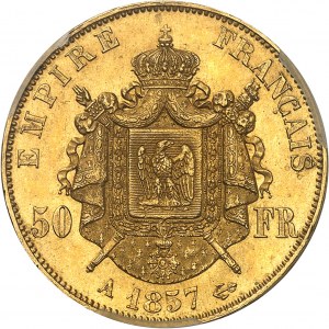 Second Empire / Napoleon III (1852-1870). 50 francs nude head 1857, A, Paris.