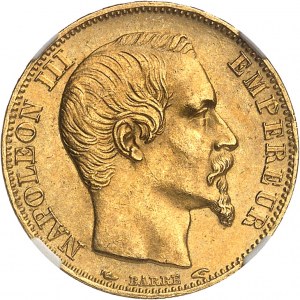Second Empire / Napoleon III (1852-1870). 20 francs nude head 1853, A, Paris.