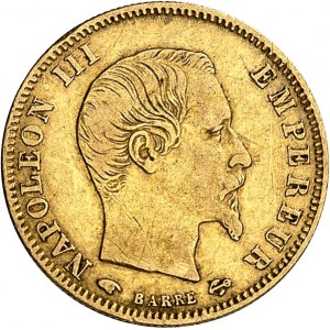 Drugie Cesarstwo / Napoleon III (1852-1870). 5 franków goła głowa, duży moduł 1855, A, Paryż.