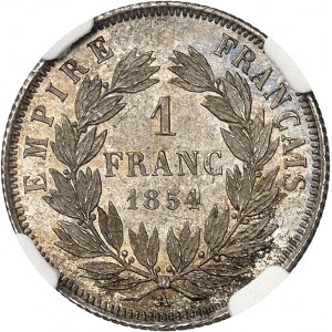 Second Empire / Napoleon III (1852-1870). 1 franc bare head 1854, A, Paris.