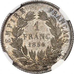 Second Empire / Napoleon III (1852-1870). 1 franc bare head 1854, A, Paris.