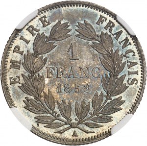 Zweites Kaiserreich / Napoleon III (1852-1870). 1 Franc kopfstehend 1858, A, Paris.