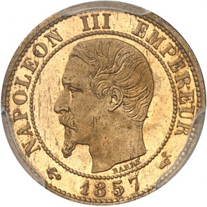 Second Empire / Napoléon III (1852-1870). Un centime tête nue, Flan bruni (PROOF) 1857, A, Paris.