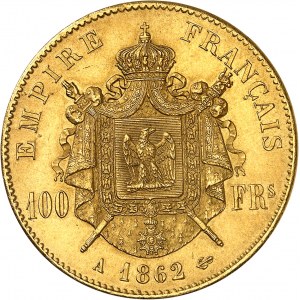 Second Empire / Napoléon III (1852-1870). 100 francs tête laurée 1862, A, Paris.