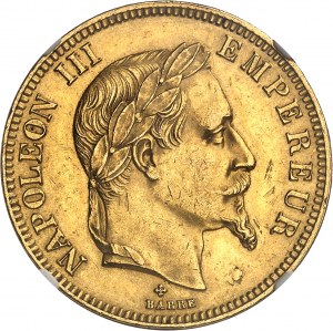 Druhé cisárstvo / Napoleon III (1852-1870). 100 frankov tête laurée 1863, BB, Štrasburg.