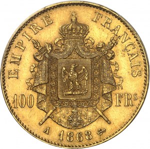 Secondo Impero / Napoleone III (1852-1870). 100 franchi tête laurée 1868, A, Parigi.