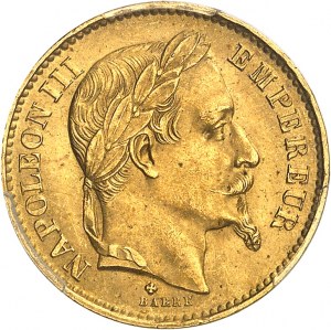 Second Empire / Napoléon III (1852-1870). 20 francs tête laurée 1869, BB, Strasbourg.