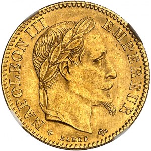 Second Empire / Napoléon III (1852-1870). 10 francs tête laurée 1864, BB, Strasbourg.
