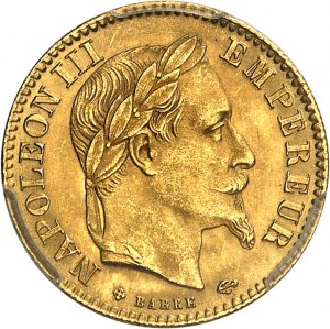 Zweites Kaiserreich / Napoleon III (1852-1870). 10 Francs laurée Kopf 1866, BB, Straßburg.