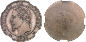 Secondo Impero / Napoleone III (1852-1870). Coppia di scudi di testa da cinque centesimi, di Albert Barre 1861, E, Parigi.