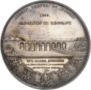 Druhé cisárstvo / Napoleon III (1852-1870). Medaila, Chemin de fer de l'Ouest (Paríž - Brest), A. Bovy 1855, Paríž.