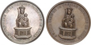 Drugie Cesarstwo / Napoleon III (1852-1870). Para srebrnych i miedzianych medali, konkurs architektoniczny na kościół Notre Dame de la treille i St Pierre (srebro) i koronacja bpa Victora Delannoya (miedź), autorstwa A. Lecomte 1856 i 1872, Lille (A. L