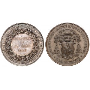 Secondo Impero / Napoleone III (1852-1870). Coppia di medaglie in argento e rame, concorso architettonico per la chiesa di Notre Dame de la treille e St Pierre (argento) e Incoronazione di Mons. Victor Delannoy (rame), di A. Lecomte 1856 e 1872, Lille (A.