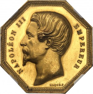 Druhé cisárstvo / Napoleon III (1852-1870). Zlatý žetón, Agents de change de Paris, Caqué 1857, Paríž.