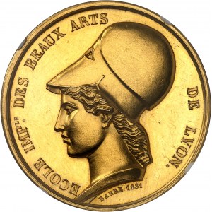Second Empire / Napoleon III (1852-1870). Gold medal, École impériale des Beaux-Arts de Lyon, par Barre 1866, Paris.