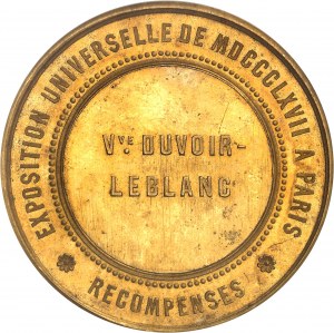 Second Empire / Napoleon III (1852-1870). Gold Medal, Exposition Universelle de 1867, Maison de chauffage de Mme veuve Duvoir-Leblanc, by Ponscarme 1867, Paris.