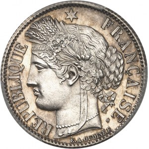 Regierung der Nationalen Verteidigung (1870-1871). 1 Franc Cérès, Frappe spéciale (SP) 1871, A, Paris.