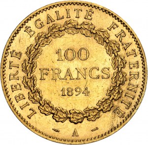 Third Republic (1870-1940). 100 francs Génie 1894, A, Paris.