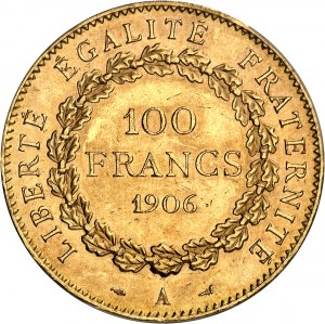 Třetí republika (1870-1940). 100 franků Génie 1906, A, Paříž.