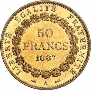 Third Republic (1870-1940). 50 francs Génie 1887, A, Paris.