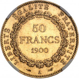 Tretia republika (1870-1940). 50 frankov Génie, Flan bruni (PROOF) 1900, A, Paríž.