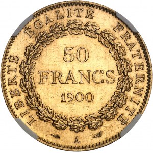 Trzecia Republika (1870-1940). 50 franków Génie, Flan bruni (PROOF) 1900, A, Paryż.