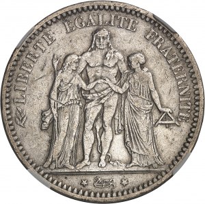 Third Republic (1870-1940). 5 francs Hercule 1872, K, Bordeaux.