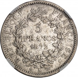 IIIe République (1870-1940). 5 francs Hercule 1872, K, Bordeaux.
