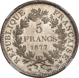 IIIe République (1870-1940). 5 francs Hercule 1877, A, Paris.